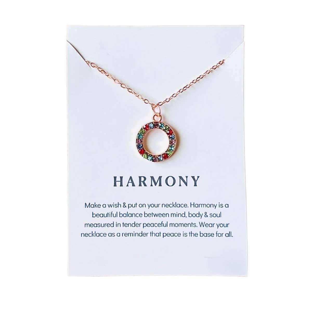 Charm Pendant Multicolour Stones Jewellery For Girls Women - Harmony - Rose Gold with message card | Affordable Valentine's gift | Gift For Her | Valentine Gift | Gift with Message