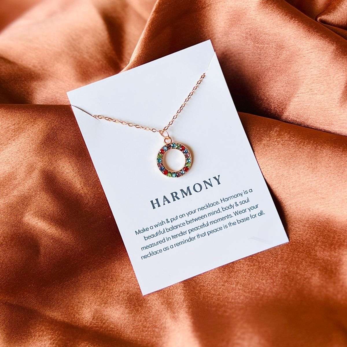 Charm Pendant Multicolour Stones Jewellery For Girls Women - Harmony - Rose Gold with message card | Affordable Valentine's gift | Gift For Her | Valentine Gift | Gift with Message