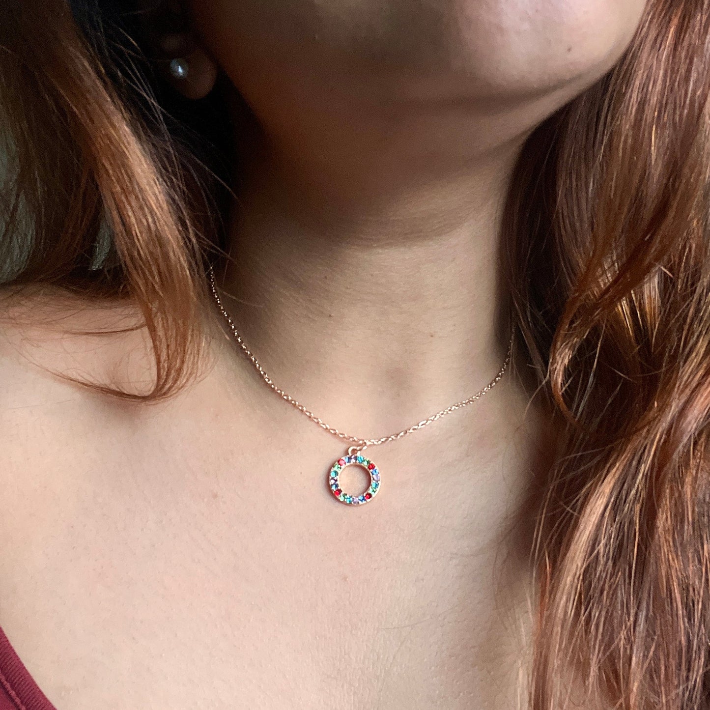 Charm Pendant Multicolour Stones Jewellery For Girls Women - Harmony - Rose Gold with message card | Affordable Valentine's gift | Gift For Her | Valentine Gift | Gift with Message