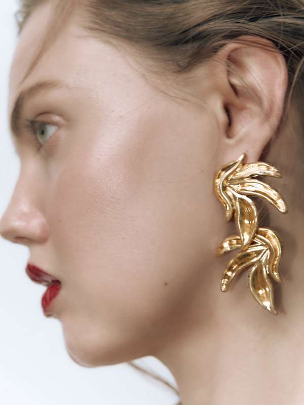 Chunky Golden Leaf Earrings | Big Gold Earrings | Big Leaf Earrings