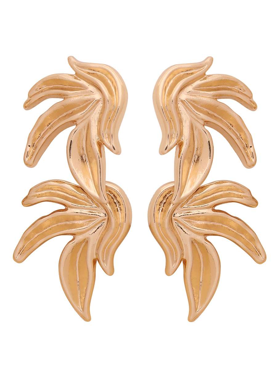 Chunky Golden Leaf Earrings | Big Gold Earrings | Big Leaf Earrings