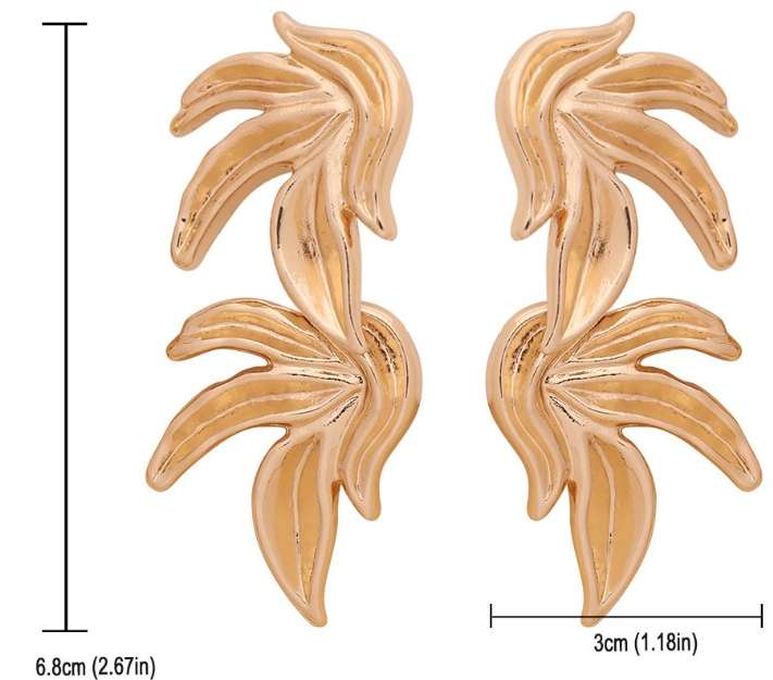 Chunky Golden Leaf Earrings | Big Gold Earrings | Big Leaf Earrings