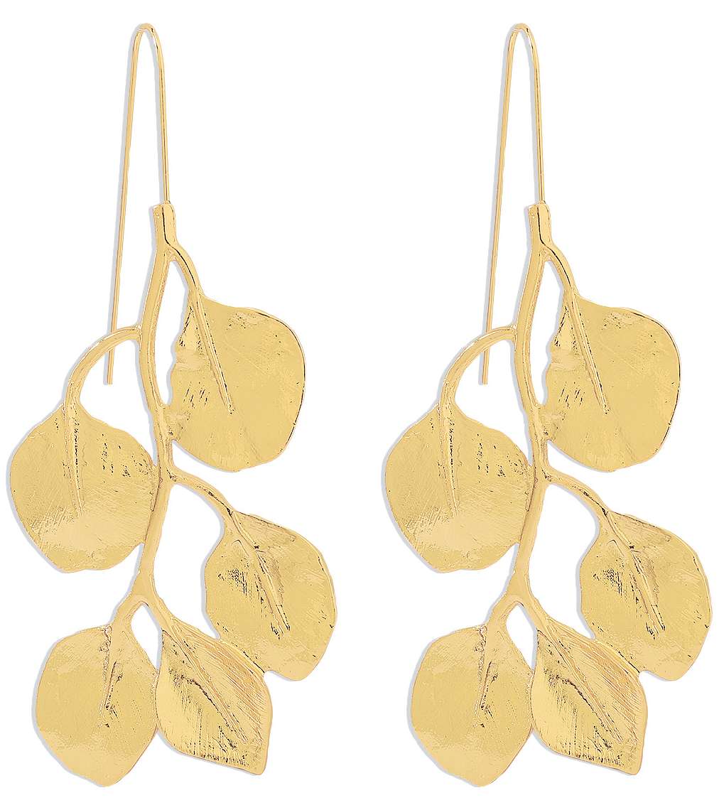 Retro Leaf Alloy Plating Drop Earrings | Big Leaf Earrings | Gold Dangle Earrings | Statement earrings | Long leaf Earrings