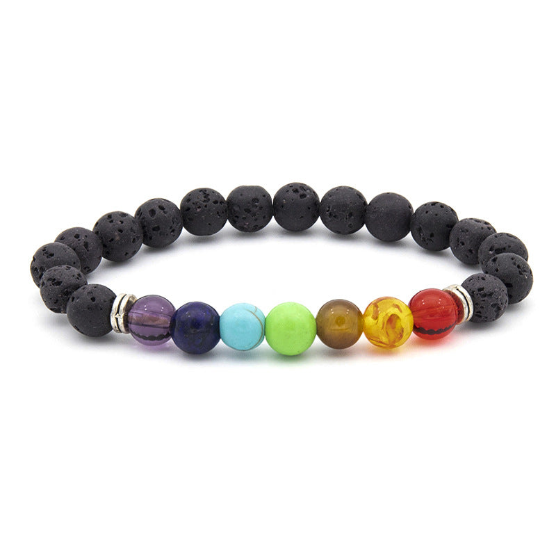 Lava Rock Natural Stone Beaded Chakra Bracelet | Black Bracelet | Stone Bracelet