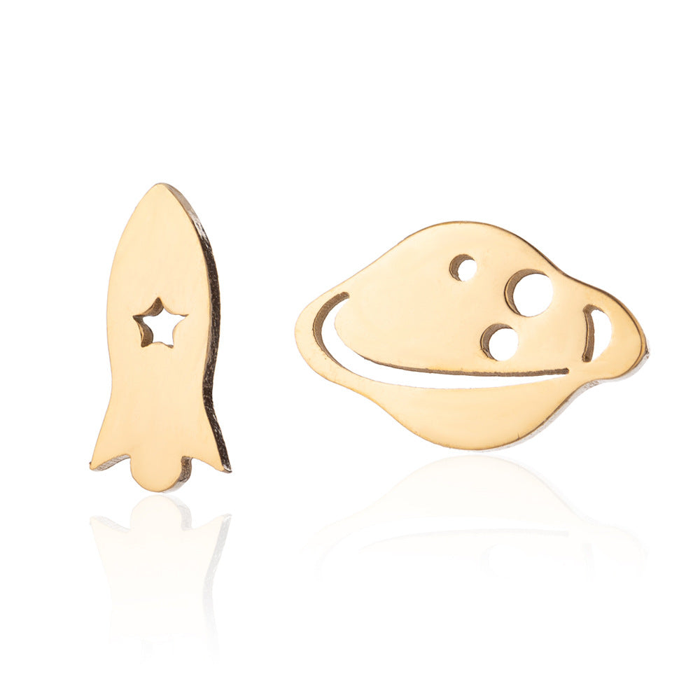 Anti -Tarnish Titanium Steel Spacecraft and Planet Earrings | Tiny Treasures