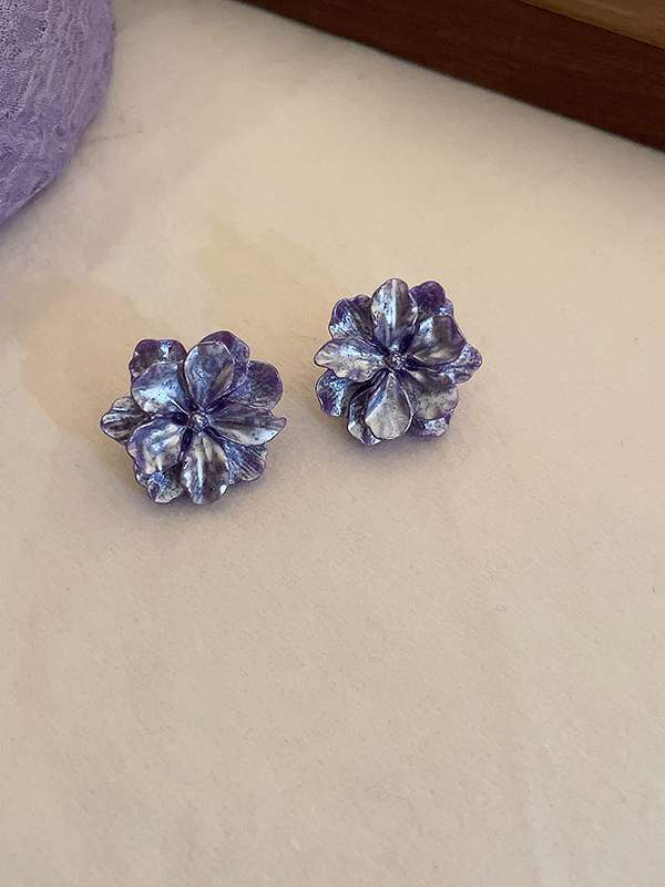 Purple Flower Earrings | Flower Stud Earrings | Flower Earrings