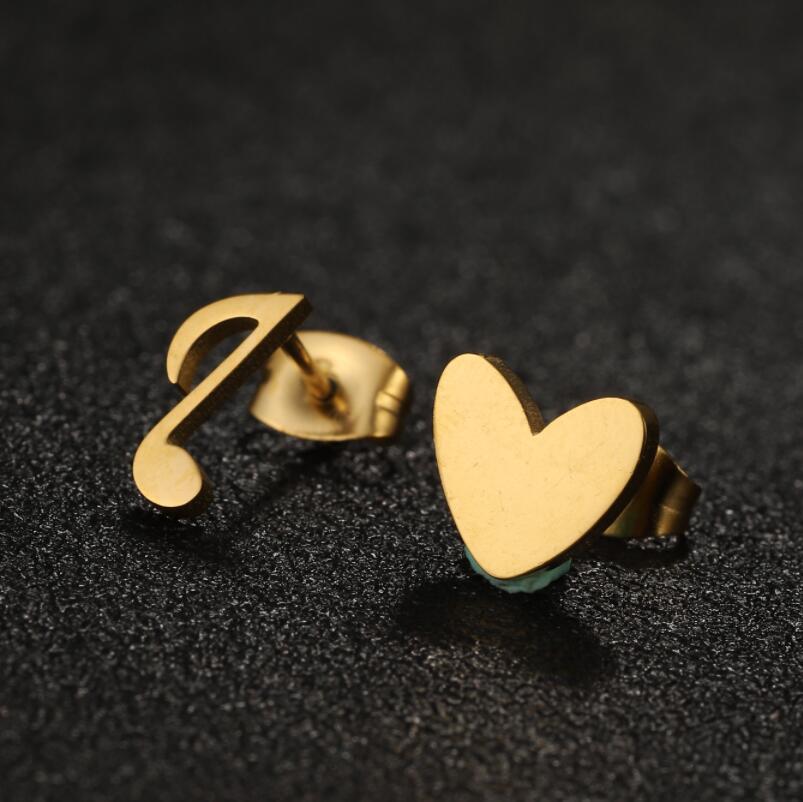 Anti-Tarnish Titanium Steel Music Notes & Heart Shape Earrings | Golden Music is Love Earrings | Tiny Treasures