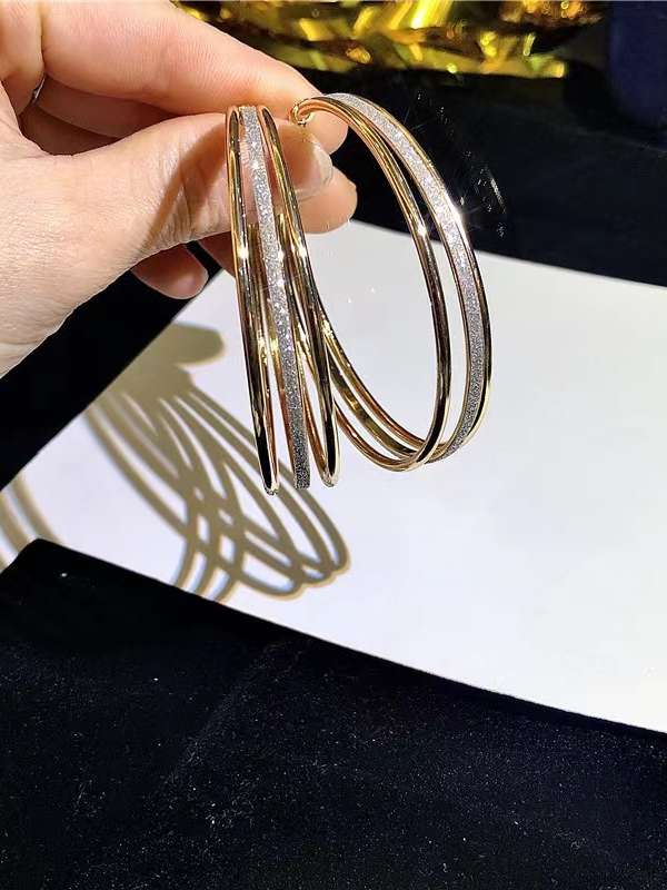 Metallic Gold-Toned With Silver Glitter Hoop Earrings | Golden and Silver Striped Hoops