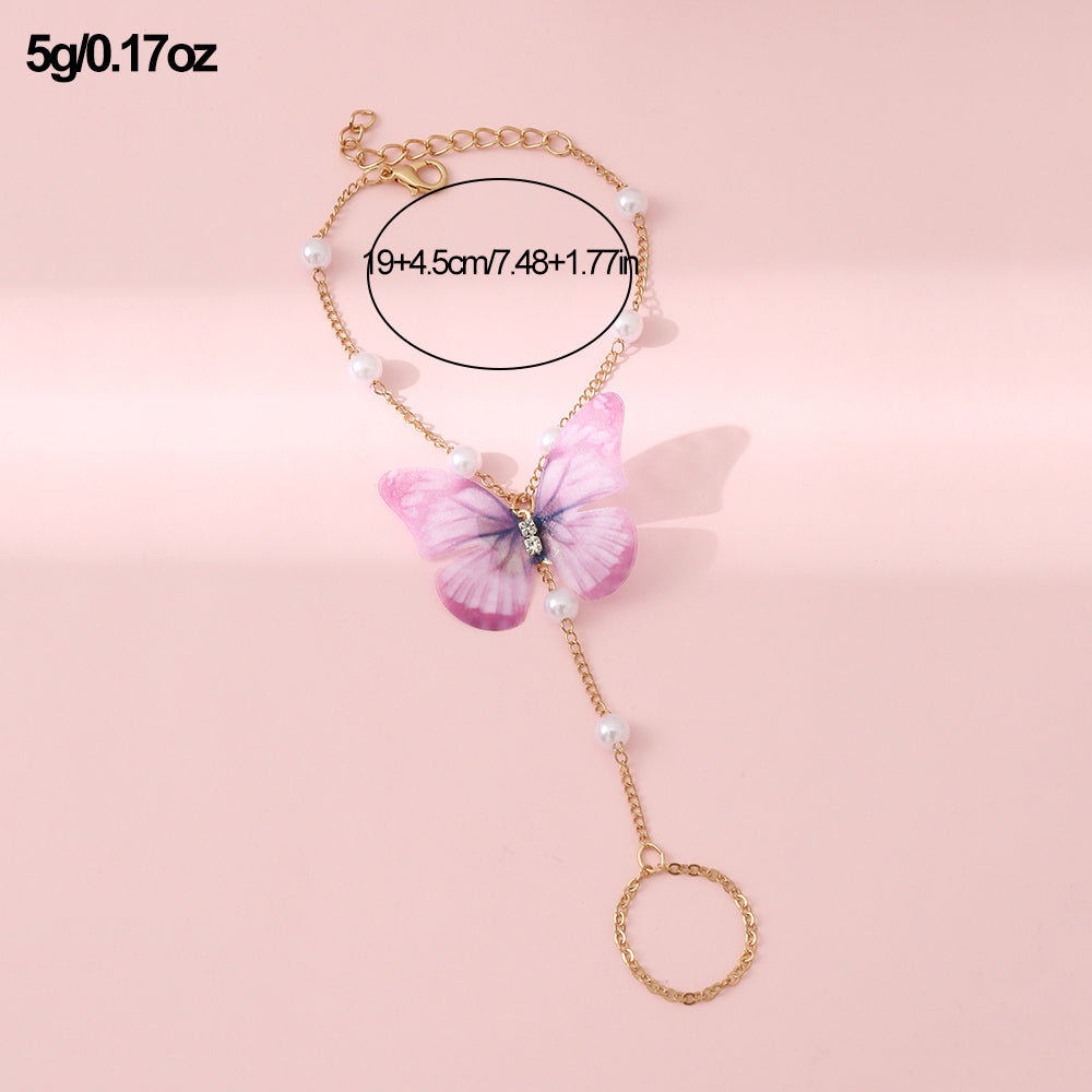 Fairy Style Original Design Butterfly Alloy Beaded Women's Bracelet | Purple Butterfly Bracelet