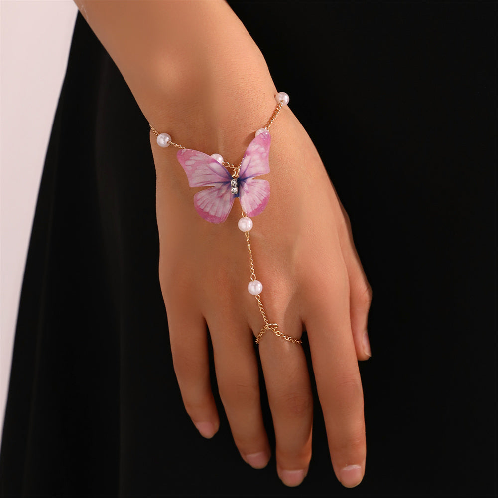 Fairy Style Original Design Butterfly Alloy Beaded Women's Bracelet | Purple Butterfly Bracelet