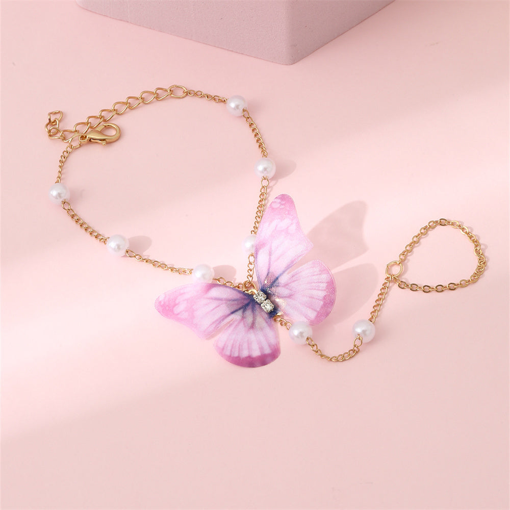 Fairy Style Original Design Butterfly Alloy Beaded Women's Bracelet | Purple Butterfly Bracelet