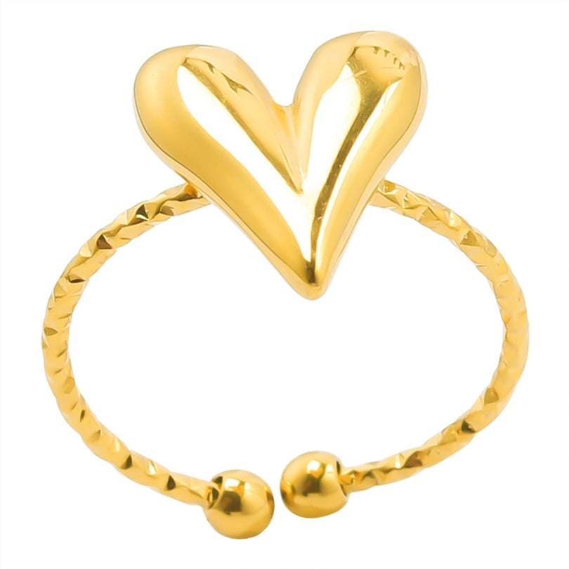 Anti Tarnish Titanium Steel Heart Ring