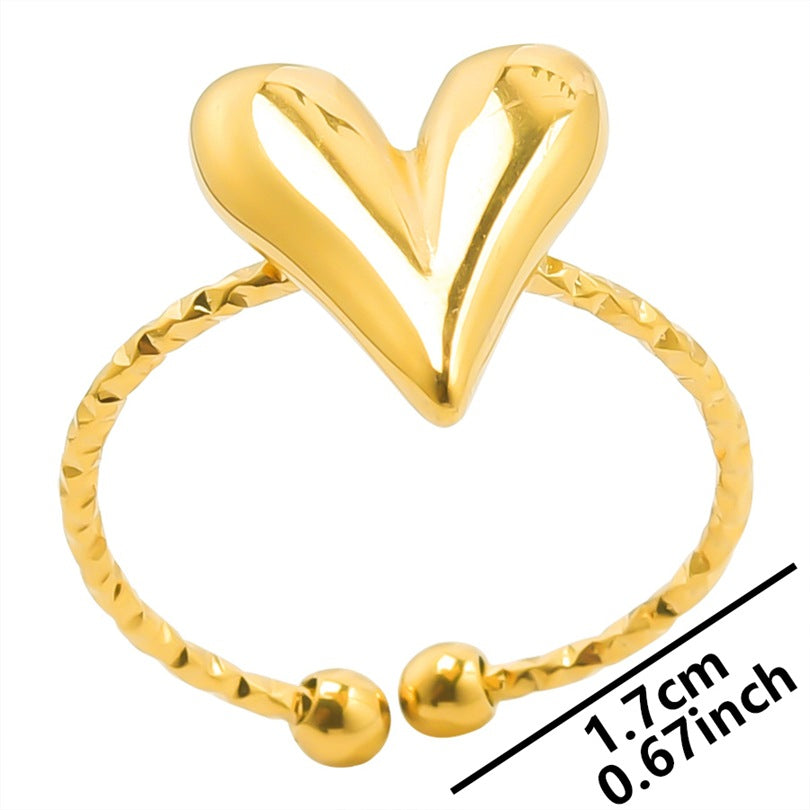Anti Tarnish Titanium Steel Heart Ring