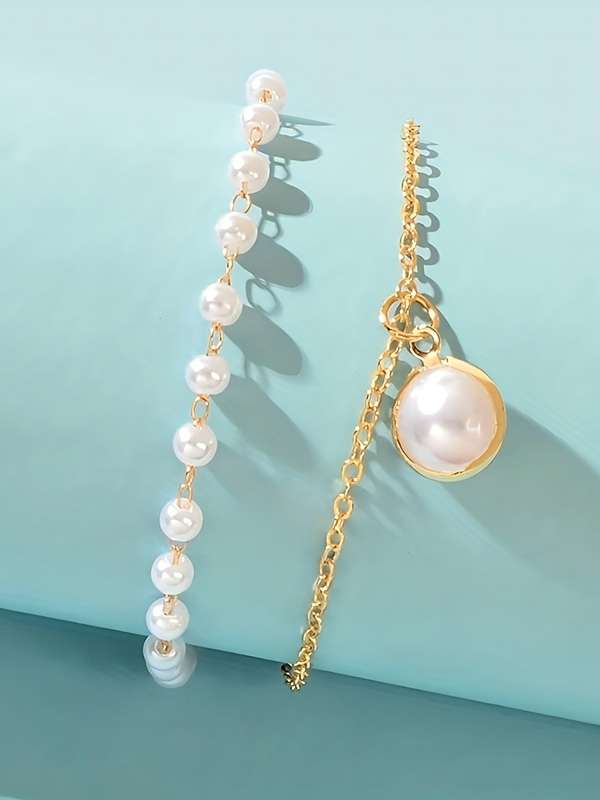 Multi-Layer Pearl Anklet | IG Style Round Alloy Beaded Plating Inlay Pearl Gold Plated Women's Anklet
