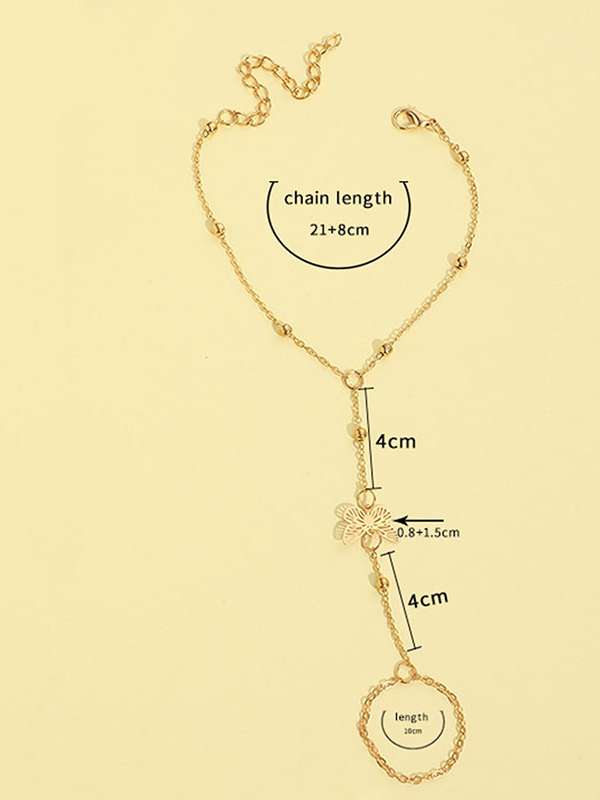 Golden Chimes Hand Bracelet with Chain Ring For Women | Elegant Golden Butterfly Stars Hanging Hand Chain For Women And Girls