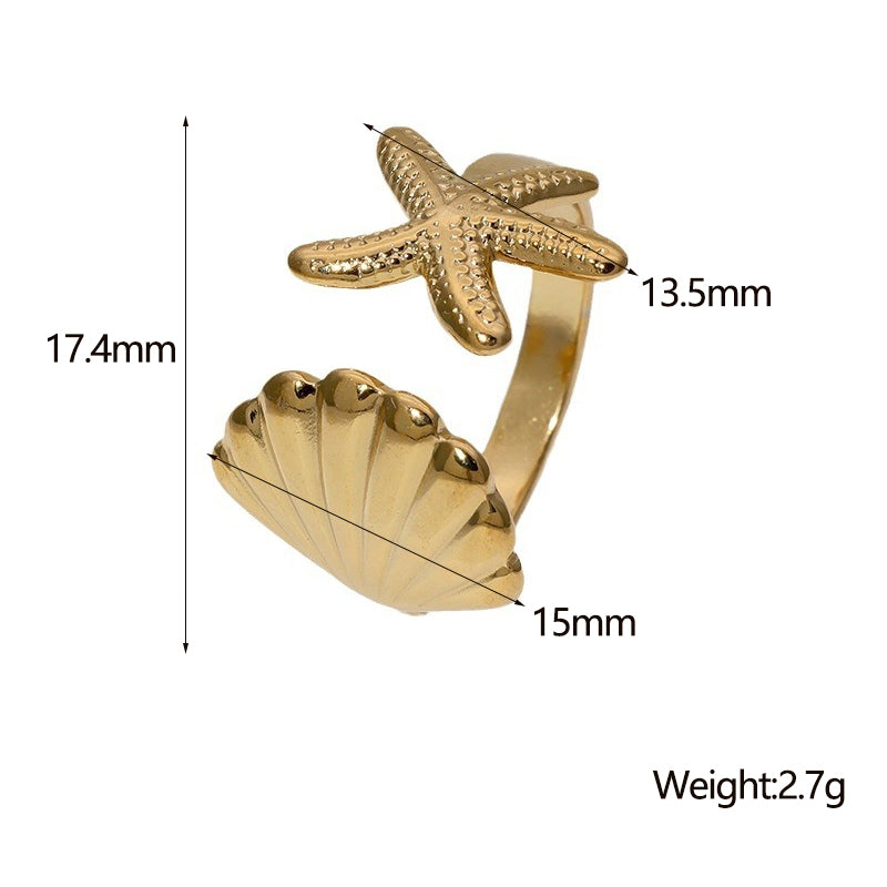 Anti-Tarnish Titanium Steel , Waterproof Starfish Shell Open Rings | Perfect Style and Quality For Beach Vacation