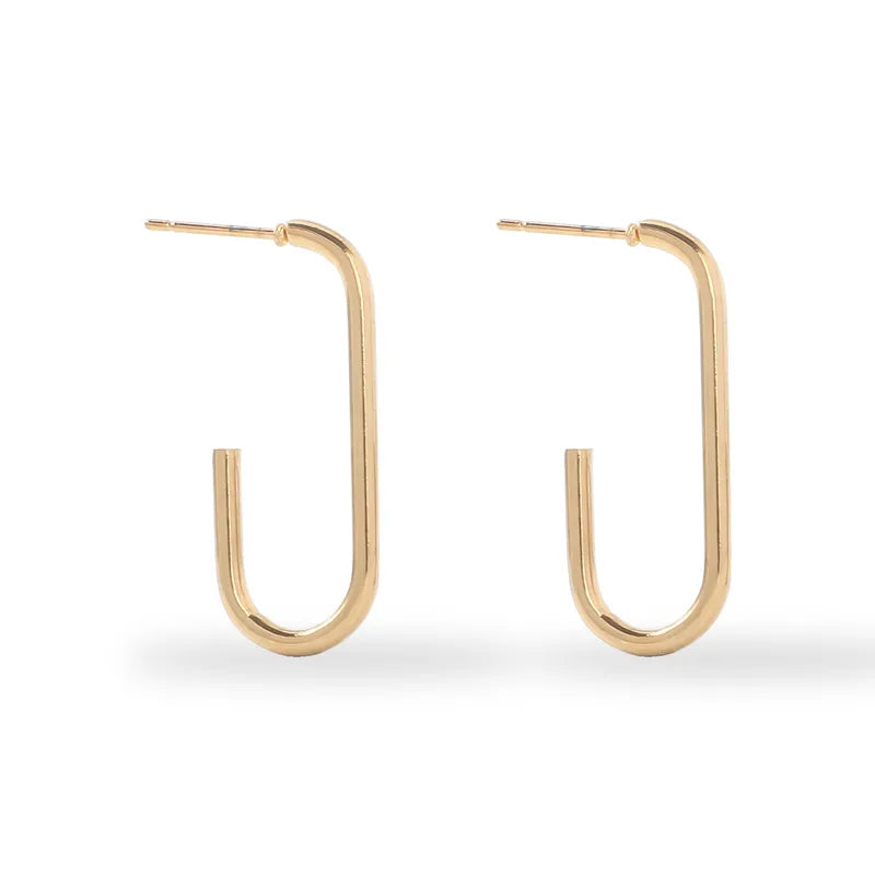 Anti-Tarnish Titanium Steel Open Rectangular Hoop Earrings | Office/Work Wear Earrings | Celebrity Inspired Hoops