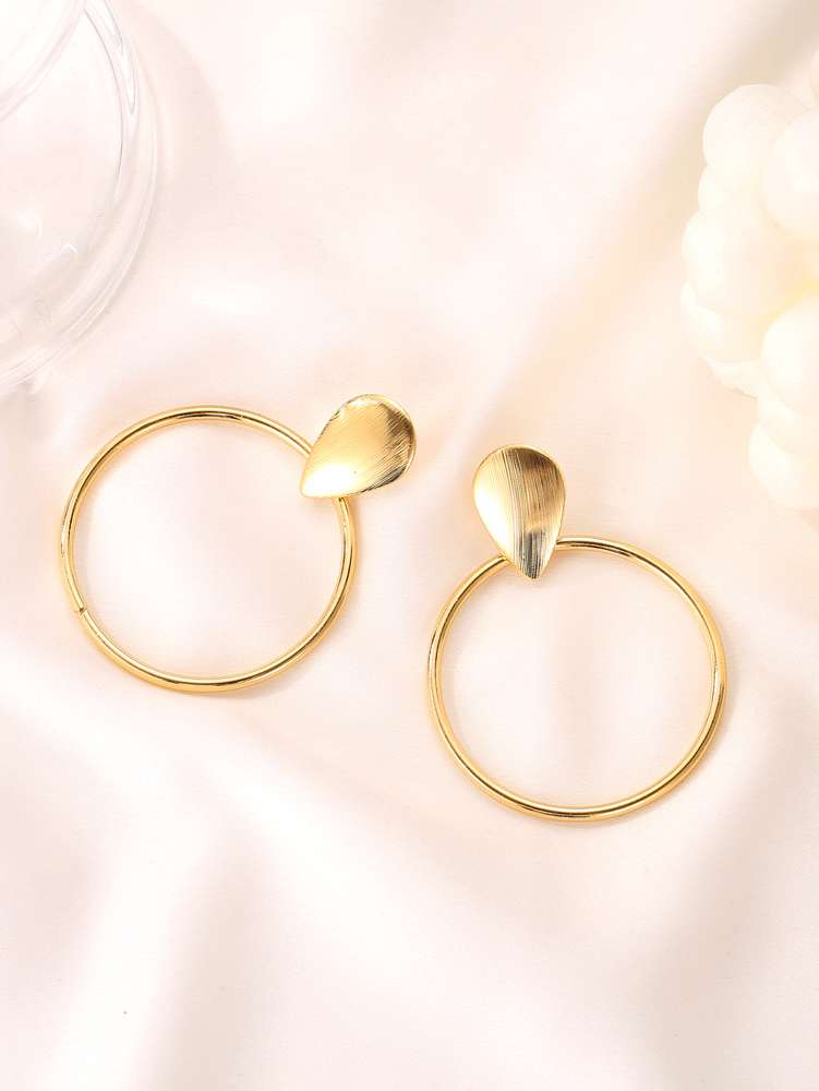 Geometric Metal Big Circle Earrings | Golden Retro Hoop Earrings
