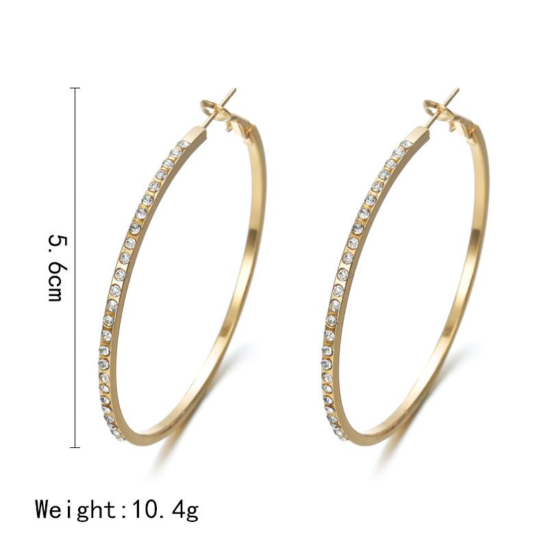 Rhinestone-Encrusted Alloy Big Hoop Earrings