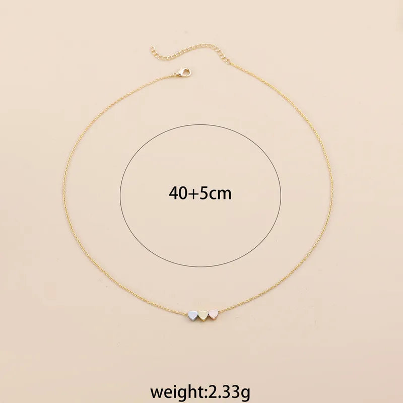 Anti Tarnish Stainless Steel Minimal Tri-Tone Three Mini Heart Necklace - Gold, Silver, and Rose Gold | Triple Heart Pendant