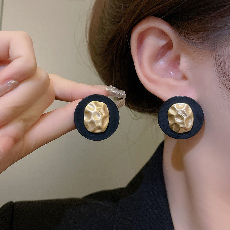 Black & Golden Contemporary Studs Earrings | Partywear Stud Earrings