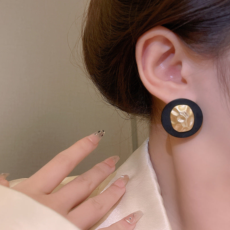 Black & Golden Contemporary Studs Earrings | Partywear Stud Earrings