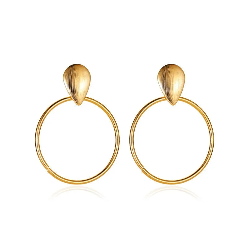 Geometric Metal Big Circle Earrings | Golden Retro Hoop Earrings