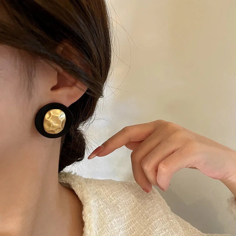 Black & Golden Contemporary Studs Earrings | Partywear Stud Earrings