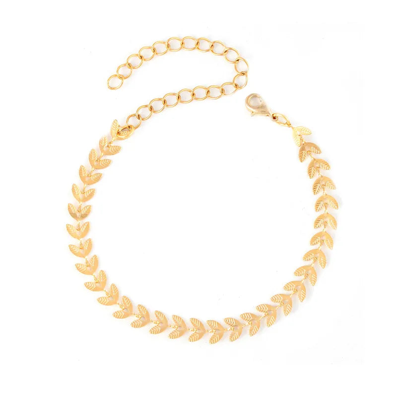 Anti-Tarnish Minimal Wheat Leaf Titanium Steel Bracelets | Golden leaf bracelet | Work Wear Jewellery | Minimal Jewellery