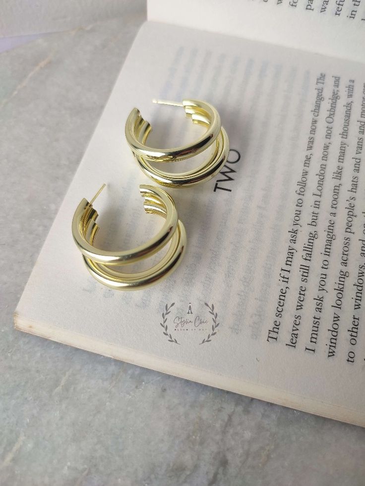 Three Layer Hoops | Golden Hoops | Big Golden Hoops | Trending Layer Hoops | Layer Earrings