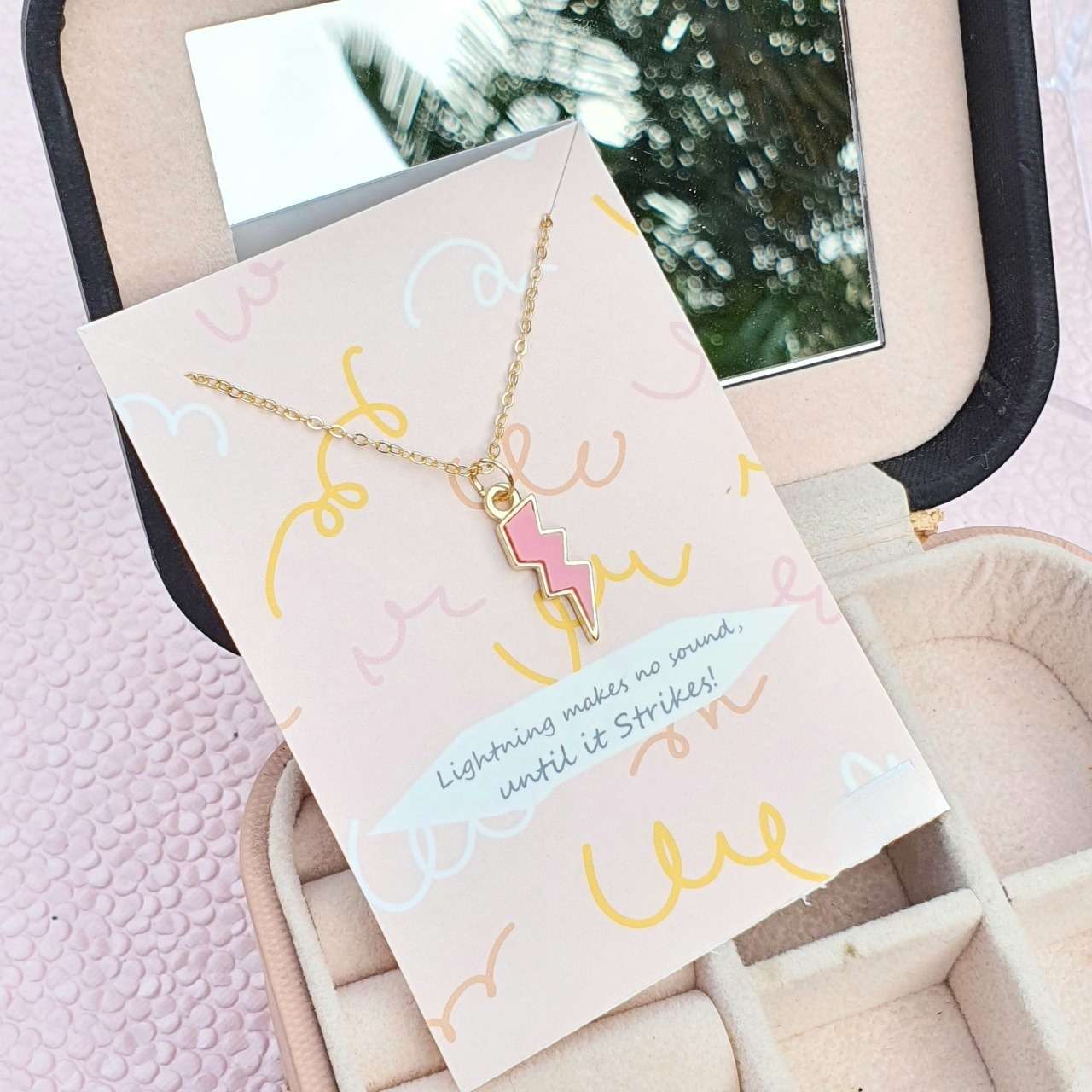 Pink Flash Pendant Necklace | Pink Pendant | Gift For Her | Valentine's Day Gift | Affordable Gift