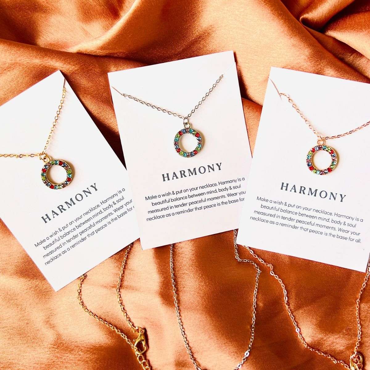 Charm Pendant Multicolour Stones Jewellery For Girls Women - Harmony - Rose Gold with message card | Affordable Valentine's gift | Gift For Her | Valentine Gift | Gift with Message