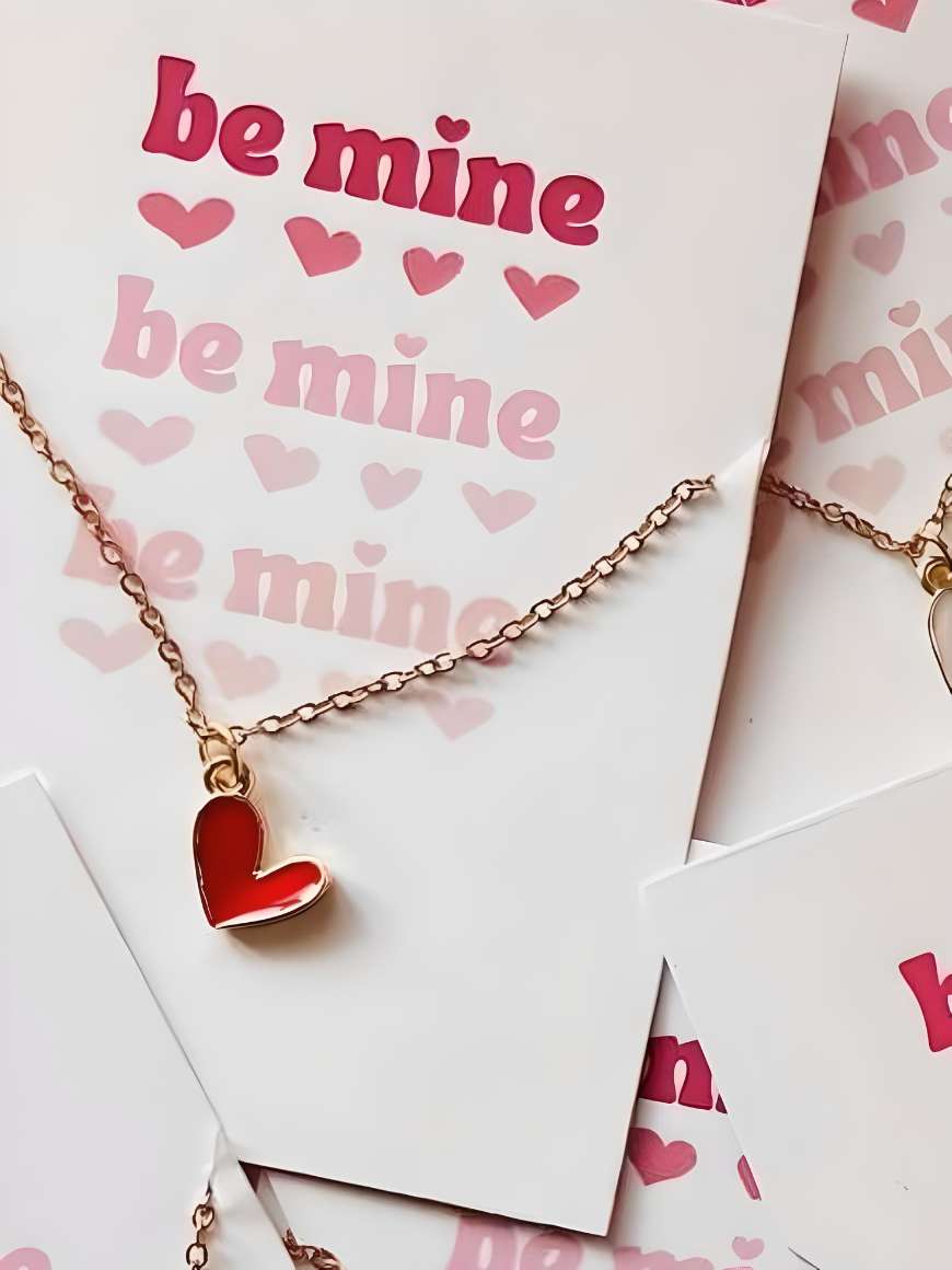 Little Heart Necklace With Message Card | Be Mine Heart Necklace | Valentine's Day Gift | Gift for her | Affordable Gift