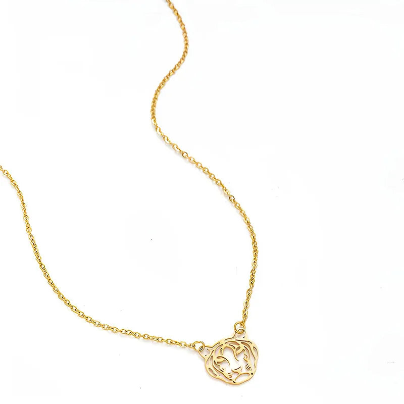 Tiger Head Gold Plated Animal Necklace | Tigress Necklace | Necklace for Animal Lovers