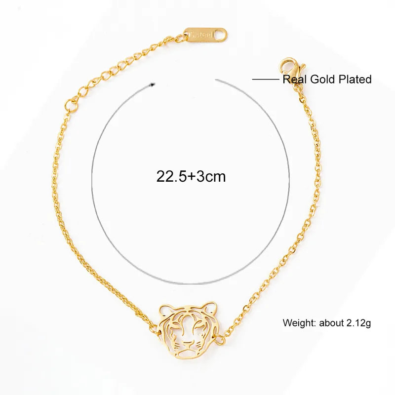 Tiger Head Gold Plated Animal Necklace | Tigress Necklace | Necklace for Animal Lovers