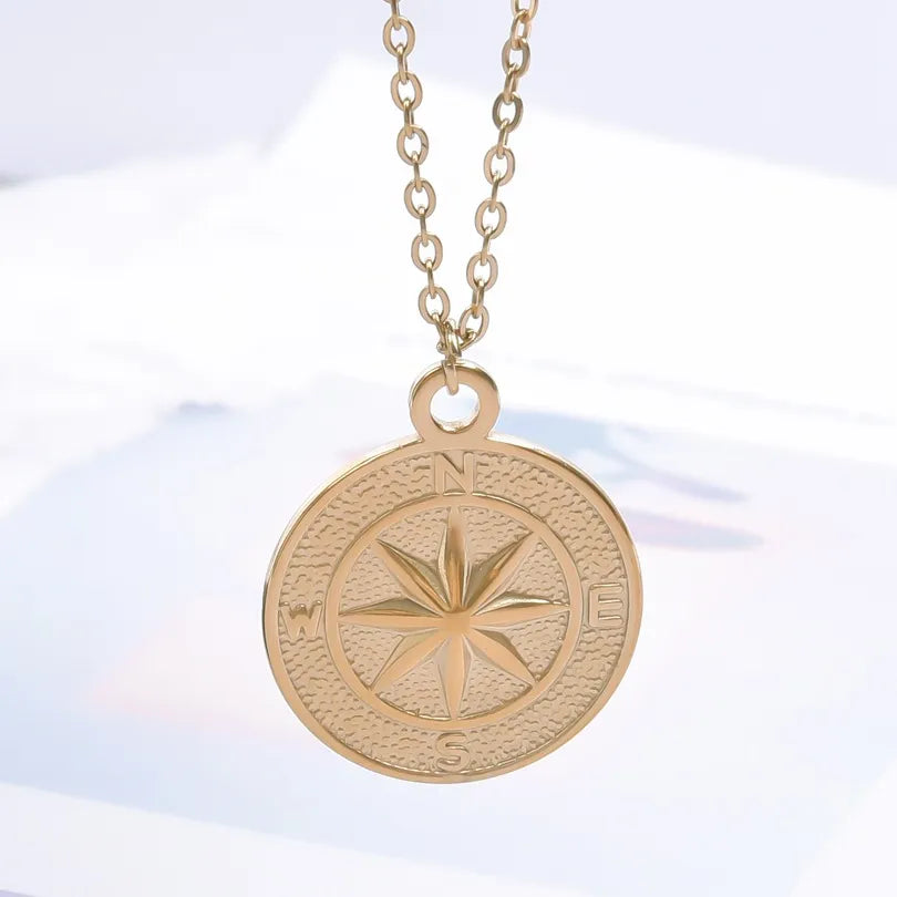 Anti-Tarnish Titanium Steel Compass Pendant Necklace | Travel Jewellery