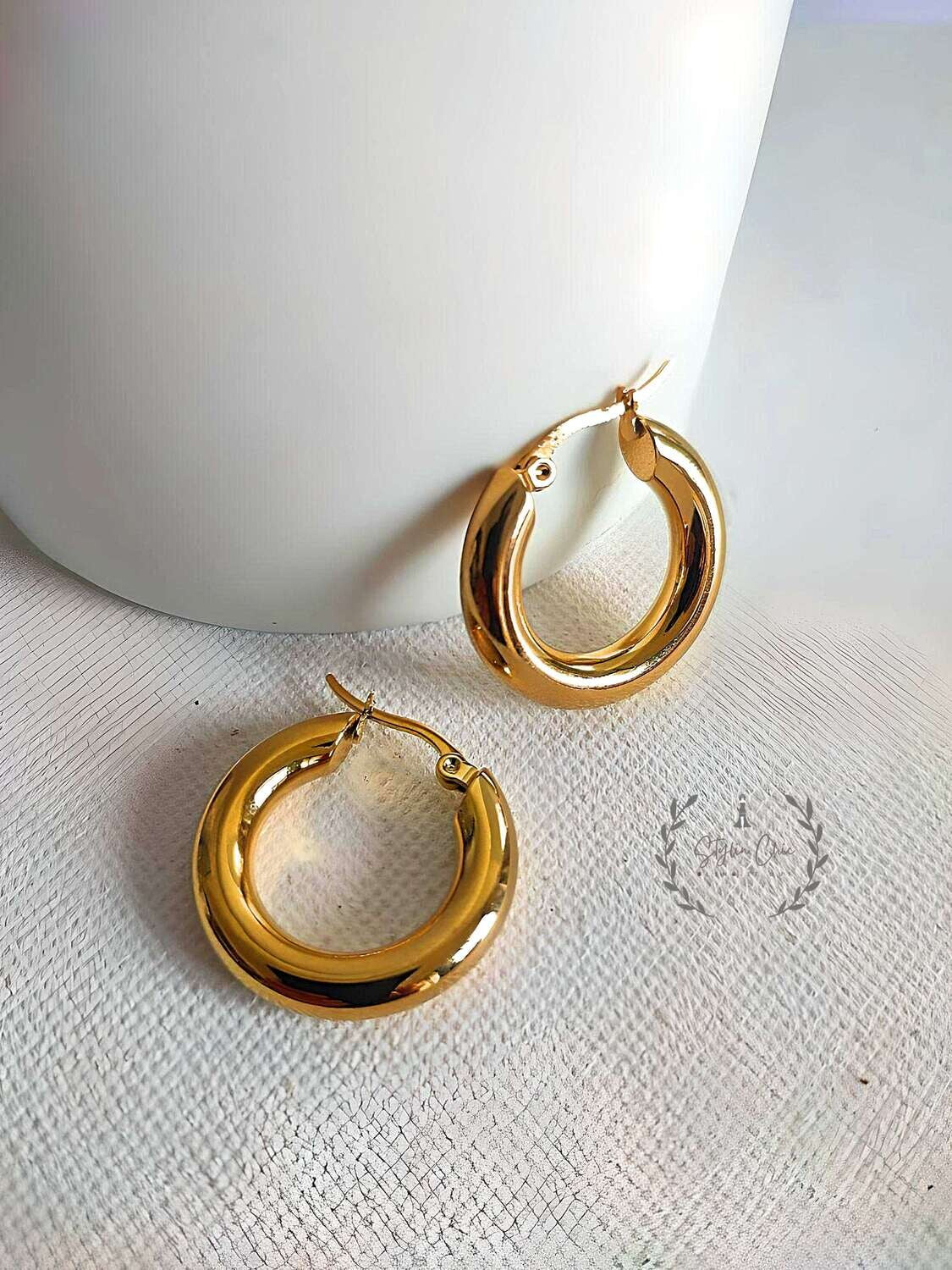 Anti-Tarnish 18k Gold Plated Big Chunky Golden Hoop Earrings | Golden Hoops | Waterproof Jewellery | Work Wear Jewellery