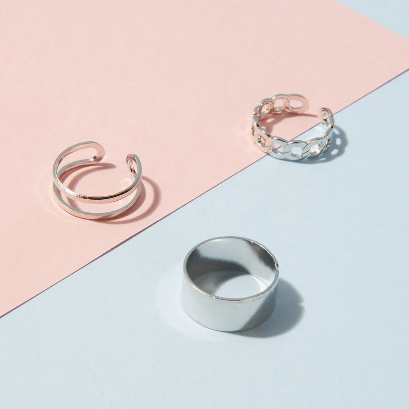 Classy Ring Set | Boho Rings Set | Multiple Rings Set | Silver Color Stackable Rings