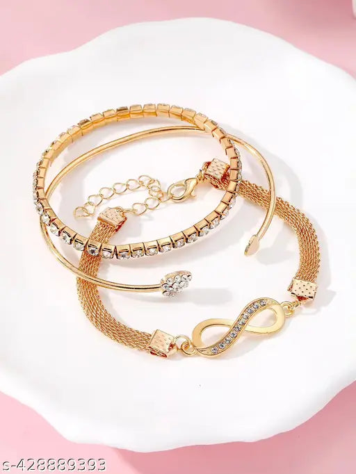 Streetwear Infinity Solid Color Artificial Crystal Alloy Bracelets Bangle | Infinity Bracelet Set