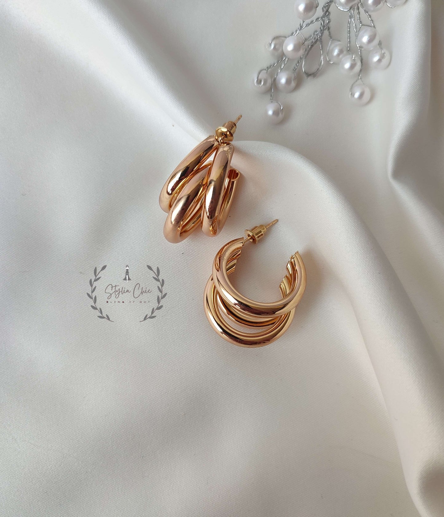 Golden Three Layer Hoops | Trending Three Layer Hoops | Celebrity Inspired Hoops | Work Wear Earrings | Casual Wear Earrings | Imported Quality