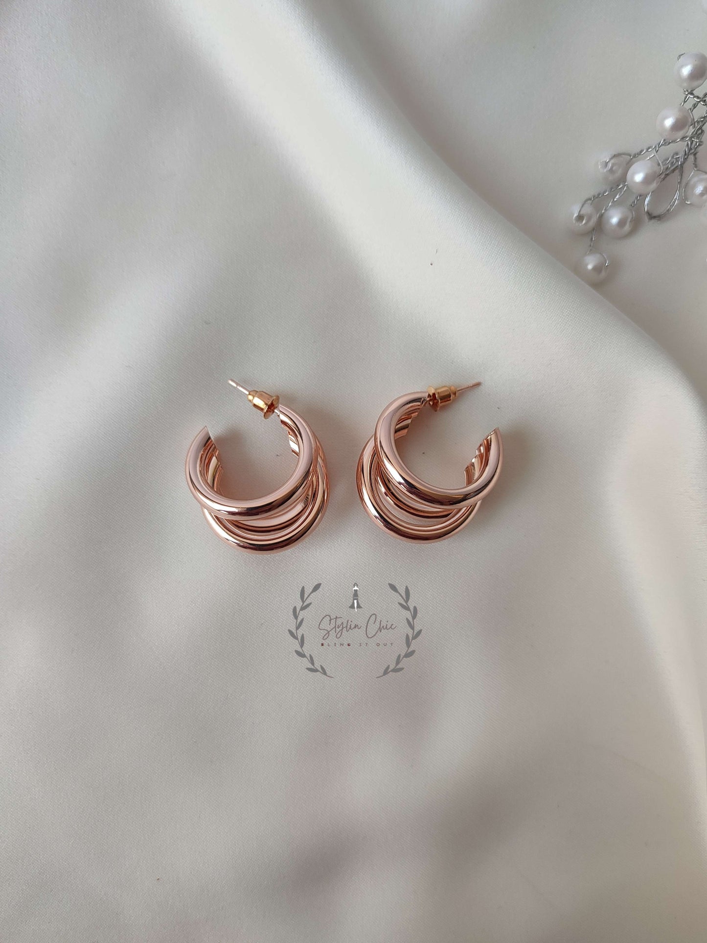Golden Three Layer Hoops | Trending Three Layer Hoops | Celebrity Inspired Hoops | Work Wear Earrings | Casual Wear Earrings | Imported Quality