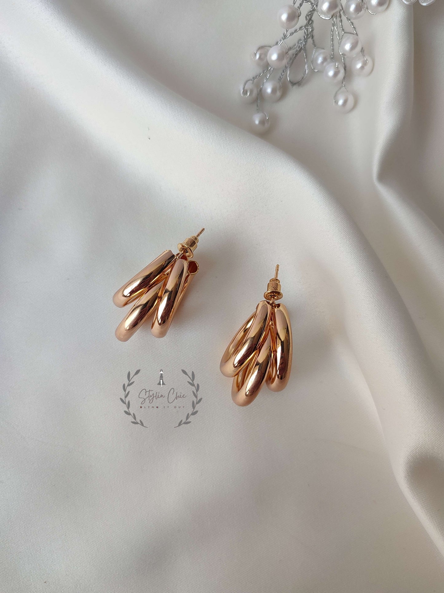 Golden Three Layer Hoops | Trending Three Layer Hoops | Celebrity Inspired Hoops | Work Wear Earrings | Casual Wear Earrings | Imported Quality