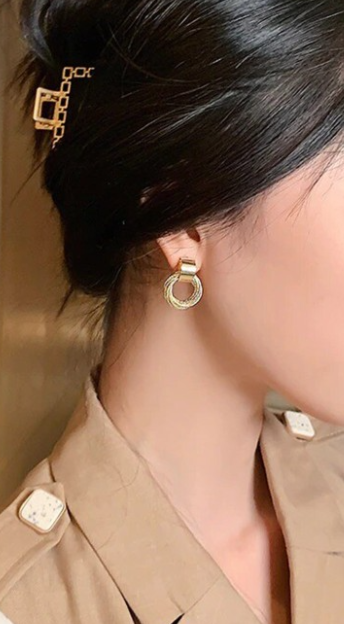 New Gold Metallic Multiple Circle Earrings | Golden Earrings | Work Wear Jewellery