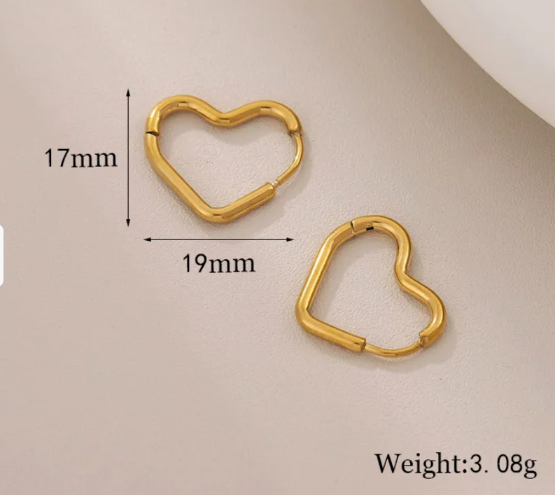 Anti-Tarnish 18K Gold Plated Heart Shape Earrings | Golden Hoops | Everyday Earrings | Waterproof Jewellery | Daily Wear Earrings | Work Wear Jewellery
