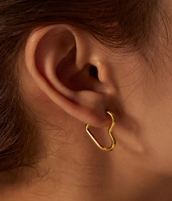 Anti-Tarnish 18K Gold Plated Heart Shape Earrings | Golden Hoops | Everyday Earrings | Waterproof Jewellery | Daily Wear Earrings | Work Wear Jewellery