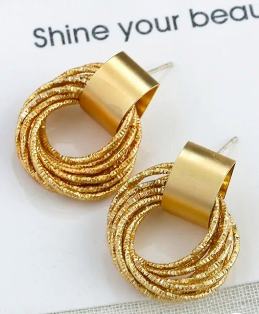 New Gold Metallic Multiple Circle Earrings | Golden Earrings | Work Wear Jewellery