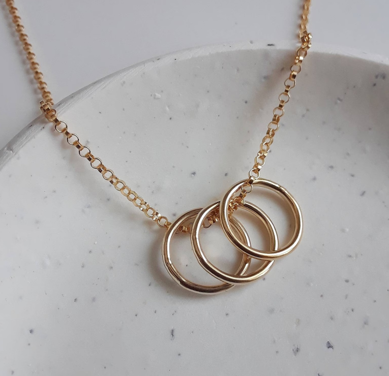 Karma Necklace | Ring Necklace | Three Ring Necklace | Audi Car Logo Necklace | Work Wear Jewellery | Golden Three Ring Necklace