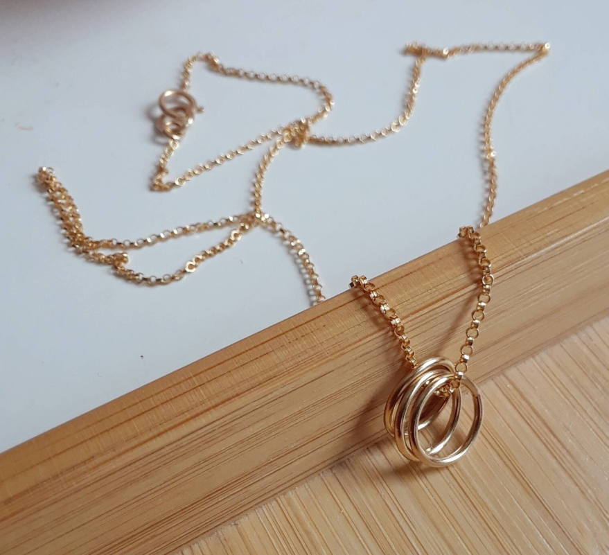 Karma Necklace | Ring Necklace | Three Ring Necklace | Audi Car Logo Necklace | Work Wear Jewellery | Golden Three Ring Necklace