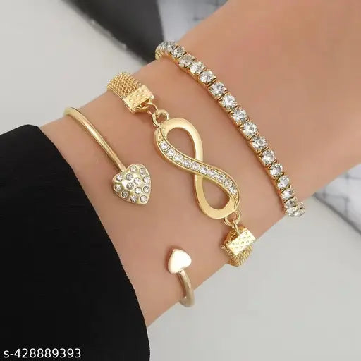 Streetwear Infinity Solid Color Artificial Crystal Alloy Bracelets Bangle | Infinity Bracelet Set