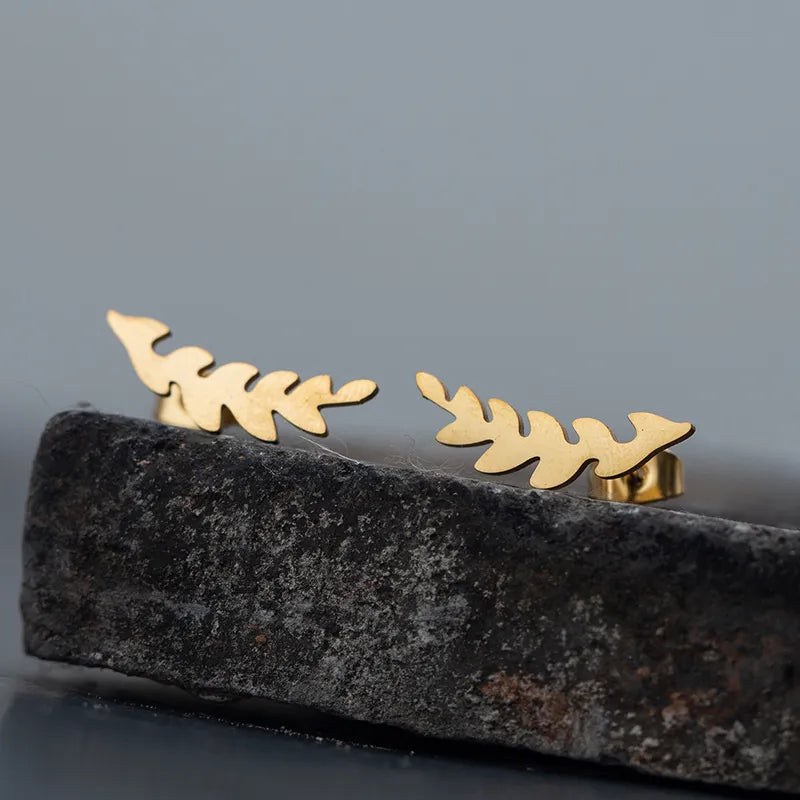 Anti-tarnish Titanium Steel Leaf Earrings | Leaf Stud Earrings | Everyday Earrings | Office / Work Wear Earrings